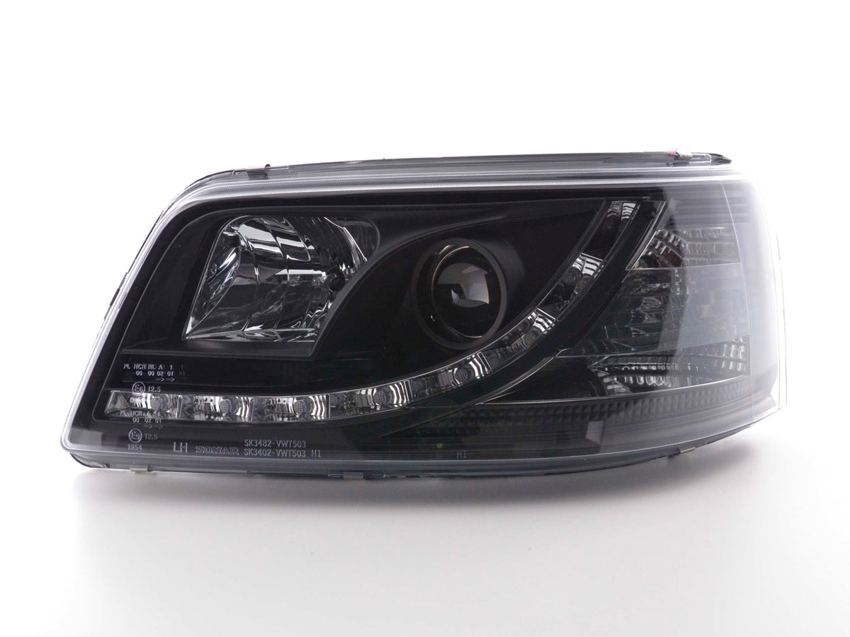 Scheinwerfer Set Daylight LED Tagfahrlicht VW Bus T5 03-09 schwarz Scheinwerfer Set Daylight LED Tagfahrlicht VW Bus T5 03-09 schwarz
